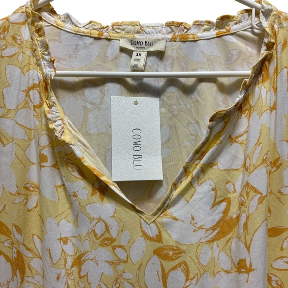 Como Blu Yellow Floral Blouse Size 3X - Picture 4 of 6